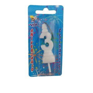 VELA ANIVERSÁRIO N 3 - BRANCA